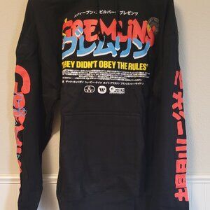 Rare Rucking Fotten Gremlins Japanese Poster Hoodie Large L Stripe Gizmo